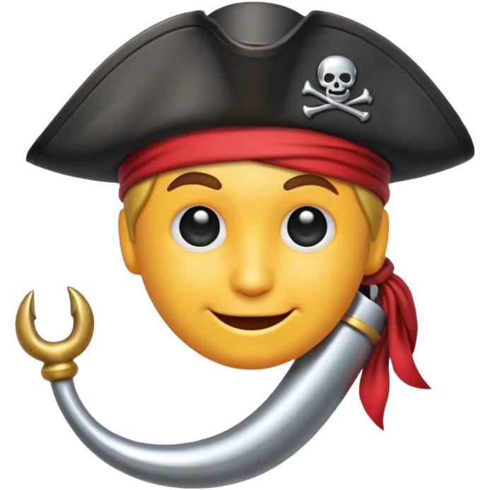 Pirate Hook, clean vector emoji,  white background emoji