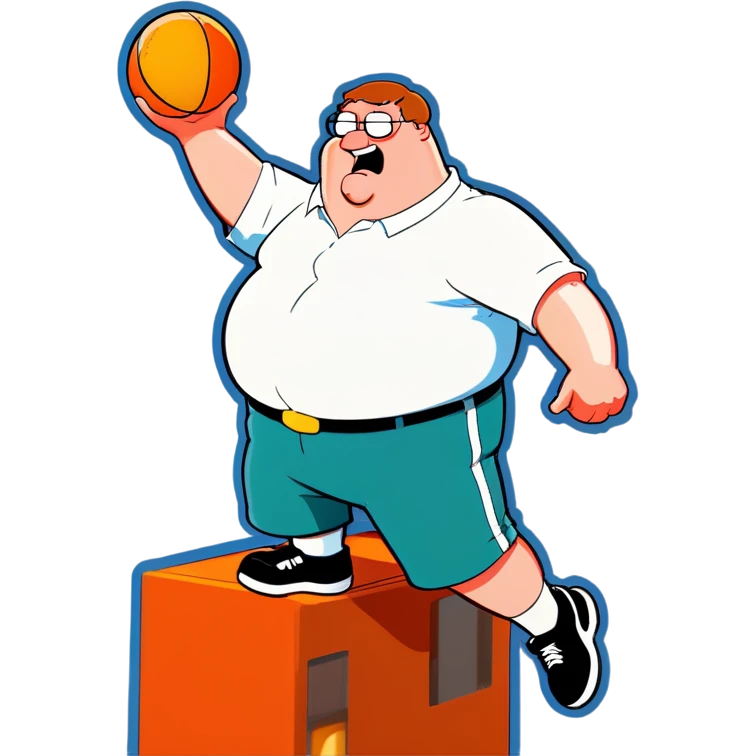 Peter griffin from family guy dunking from the free throw line emoji