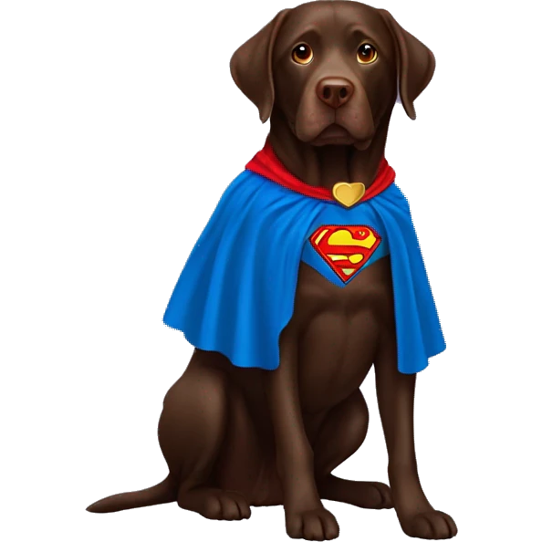 Chocolate lab with Superman cape emoji