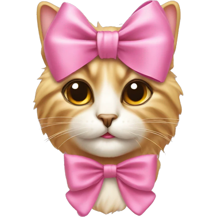 Persia cat wearing pink bow and gold rose in mouth emoji