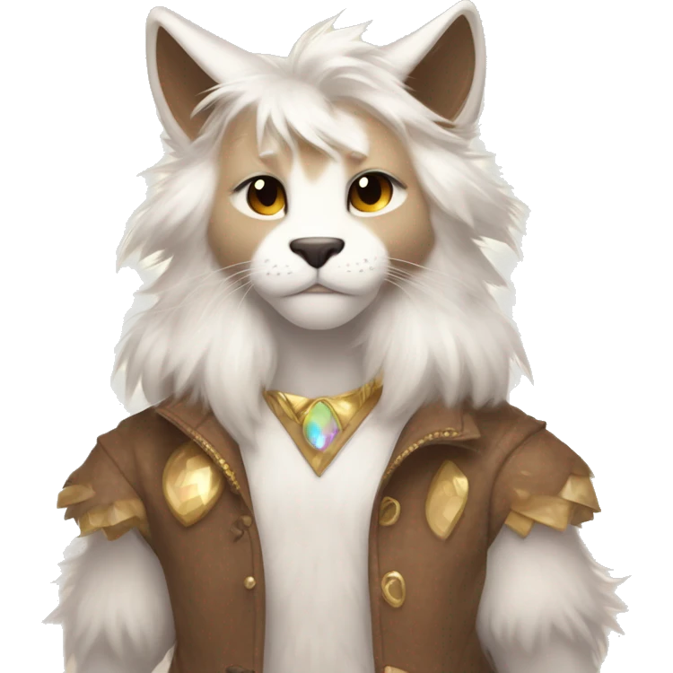Furry, sparkle, iridescent, colorful, pastel, edgy, cool, fantasy beautiful, brown, beige, white, divine, godly, angelic, animal, anthro, full body, fursona, feline emoji