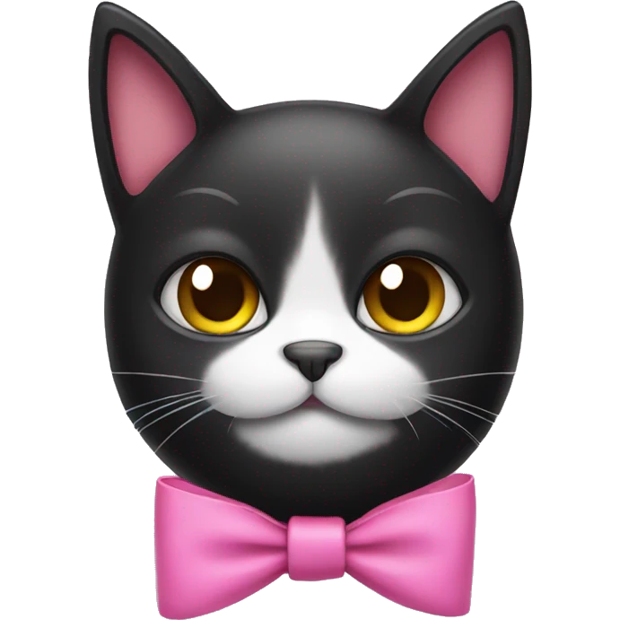 Black cat wearing a pink bow emoji