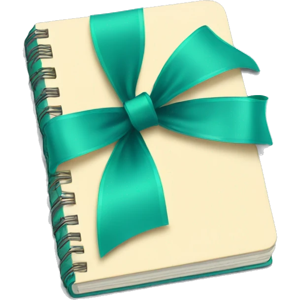 notebook with a greenblue bow emoji