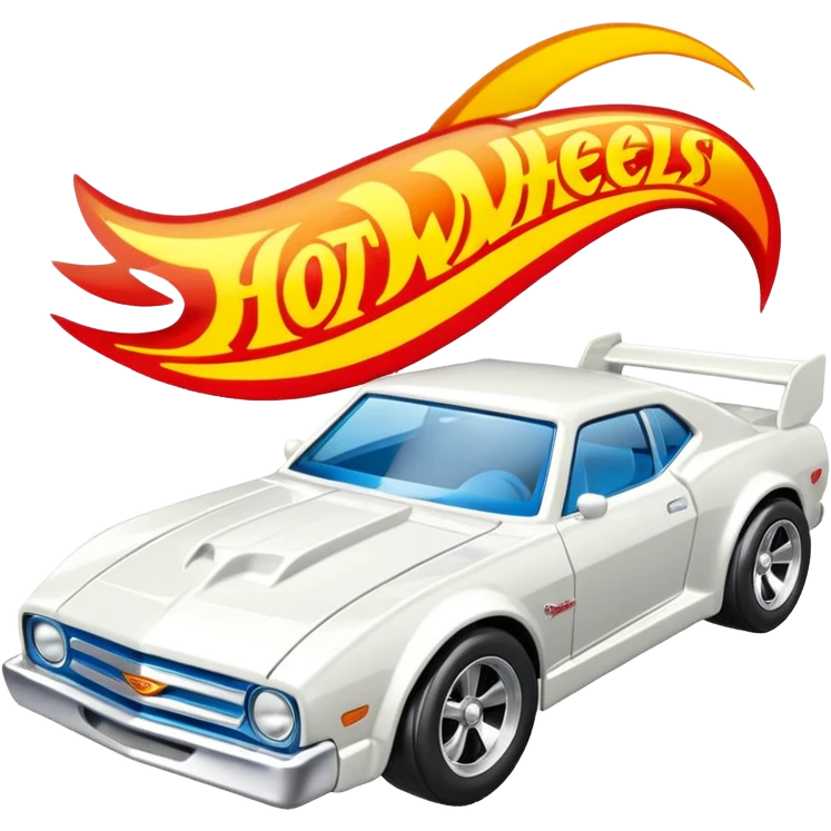 Машинка HotWheels белого цвета в классической упаковке HotWheels. emoji