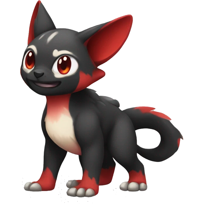 Cute cool black red animal hybrid Fakemon full body emoji