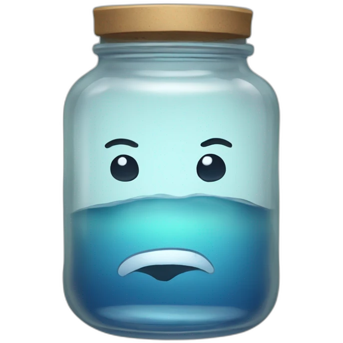 a glass jar of liquid smirks slyly emoji