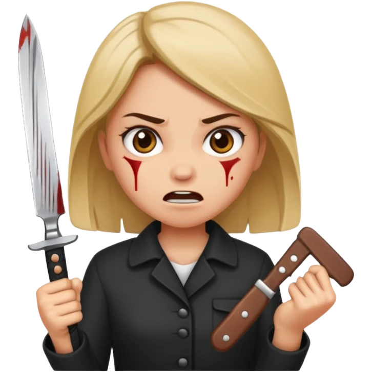 A girl held a knife angrily. emoji