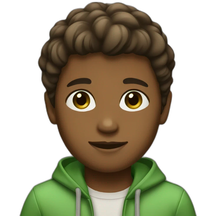 boy with brown skin color and green eyes and brown stylish hair emoji