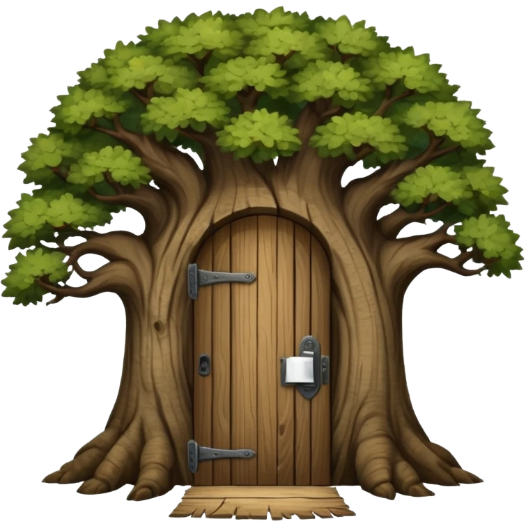 large and old dark oak tree with door emoji