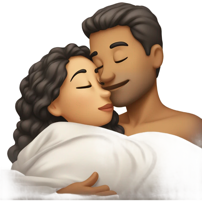 Husband kissing wife good night emoji