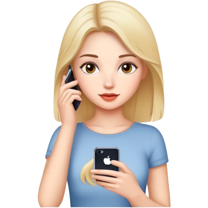 beautiful girl use iphone emoji