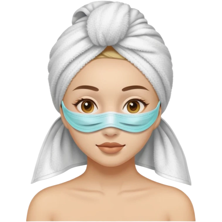 Chica con mascarilla y una tualla en la cabeza emoji