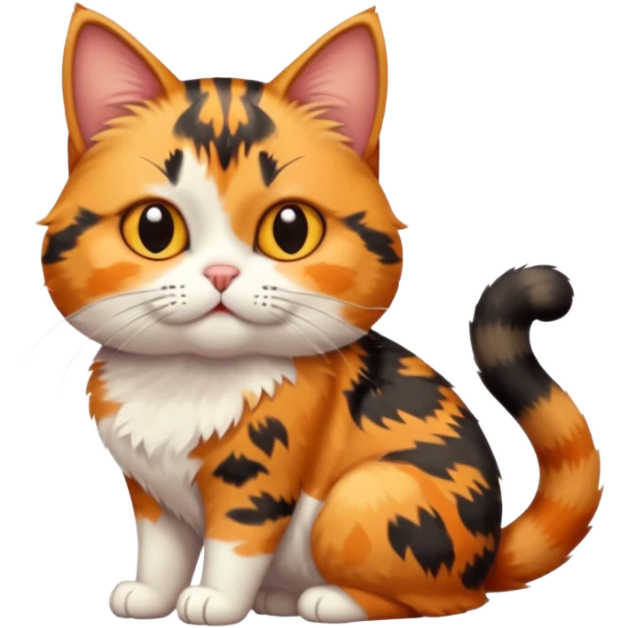 full body calico tabby  cat with small head and short but chubby body emoji