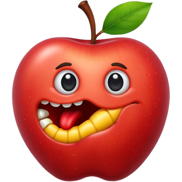 worm make a hole on apple emoji