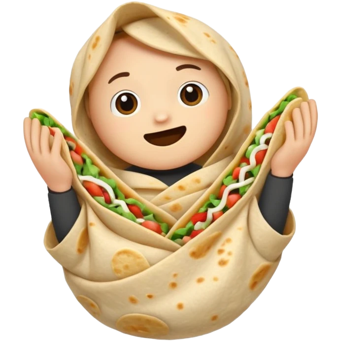 burrito with hands, playful, simple emoji
