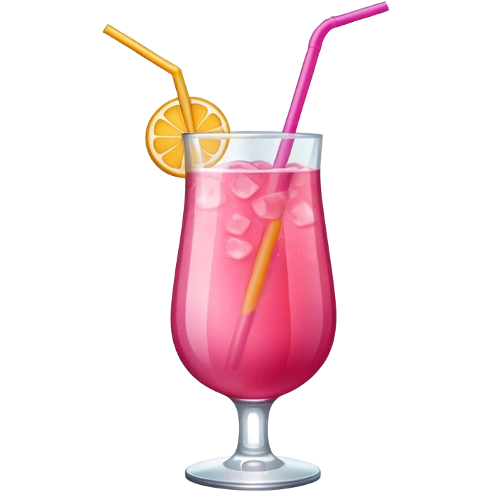 Refreshing pink fruity drink with straw in a glass emoji