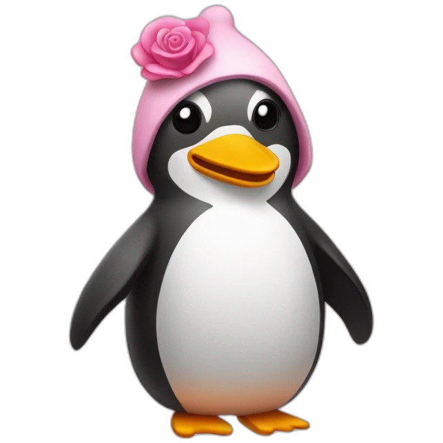 pingouin avec une robe rose emoji