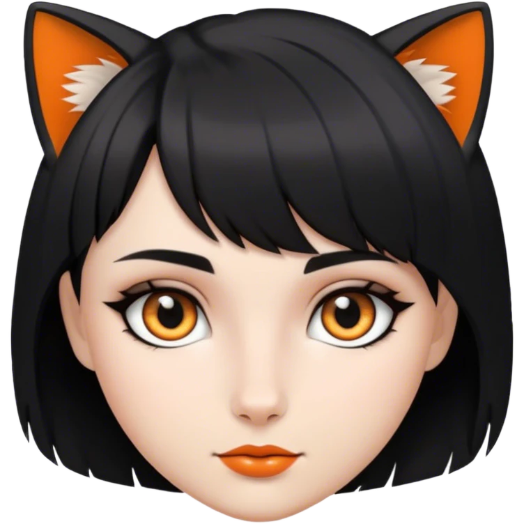 Beautiful girl with fox eyes and black short wolfcut hair emoji