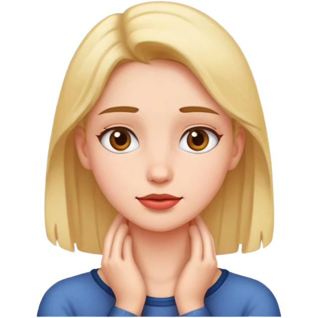 a girl and she has both her hands on her neck  emoji