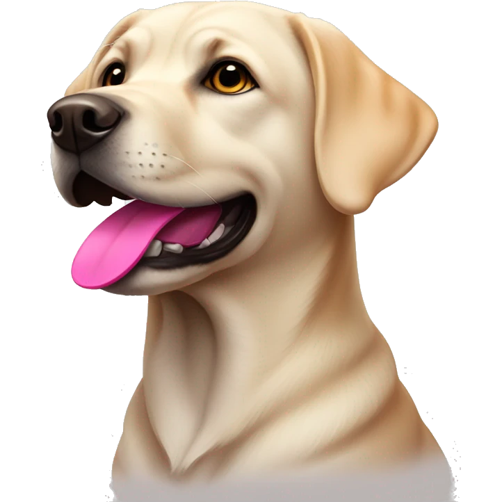 Labrador dog with bright pink collar emoji
