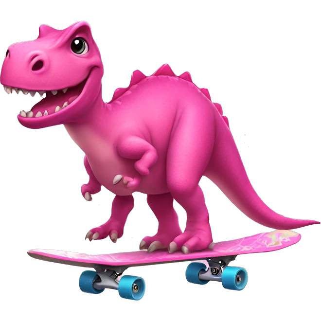 pink dinosaur riding a pink skateboard  emoji