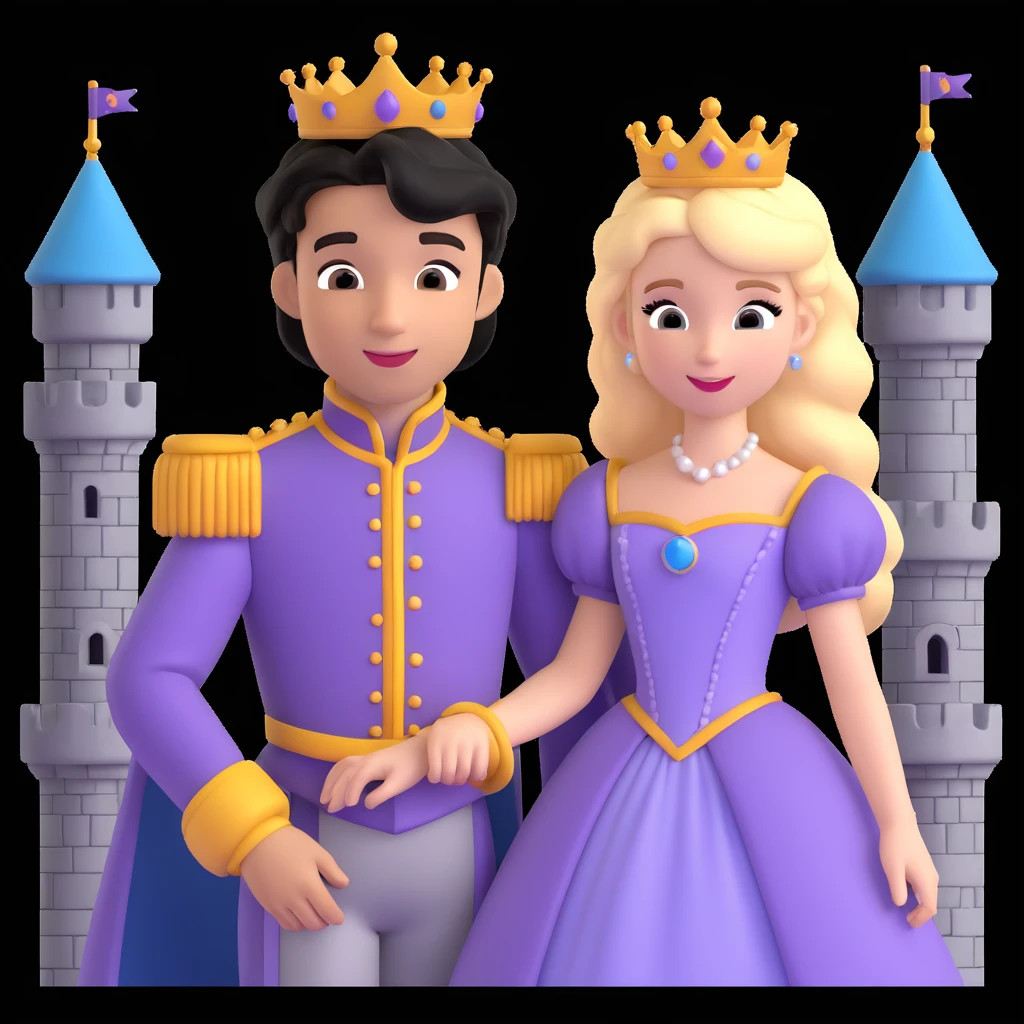 prince and princess disny dress close up photo in castle emoji