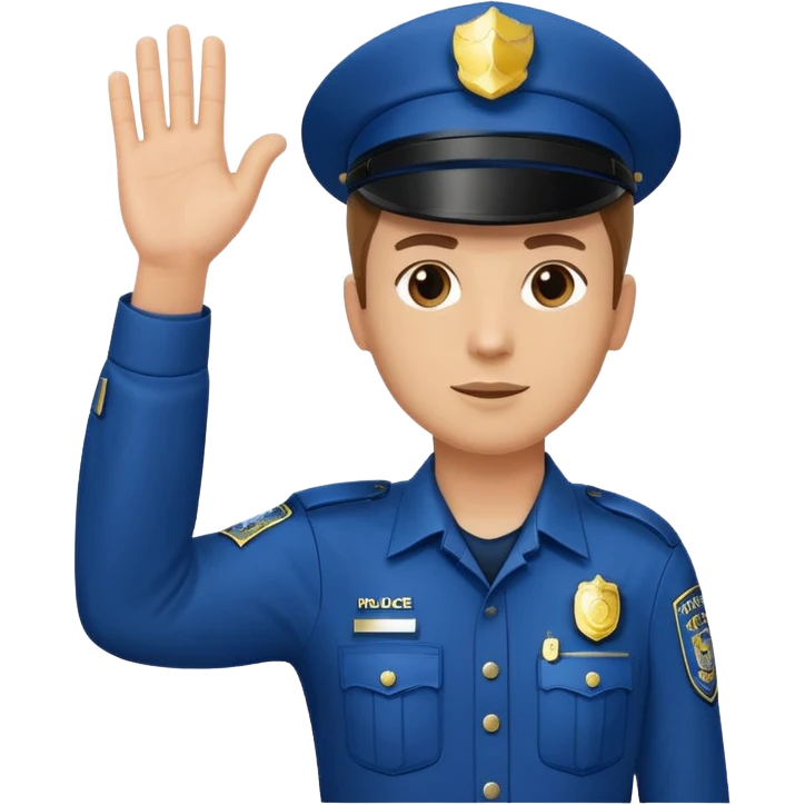 a white police man with one hand up telling the traffic to stop, hand a bit low emoji