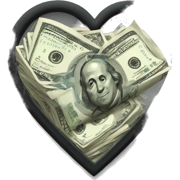 light black heart with money emoji