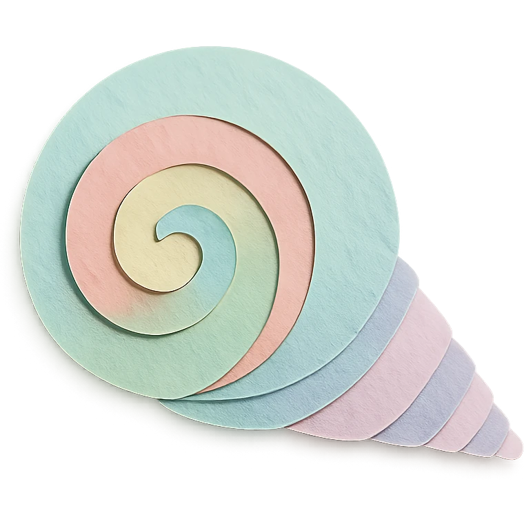 spiral sea shell, soft pastel colors, layered paper effect emoji