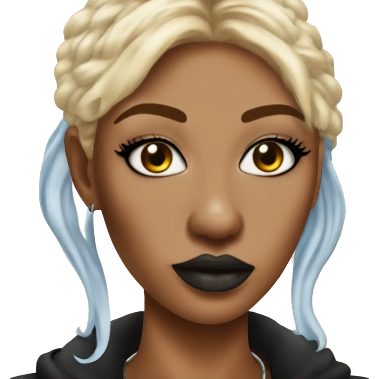 Blonde woman with septum piercing and labret piercing and winged eyeliner  emoji