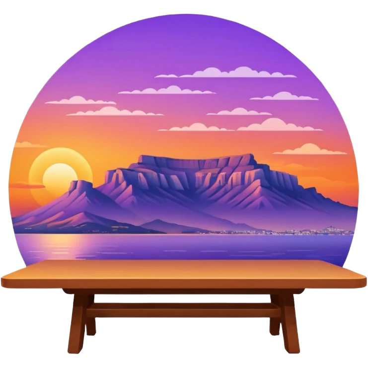 Table Mountain with a sunset emoji