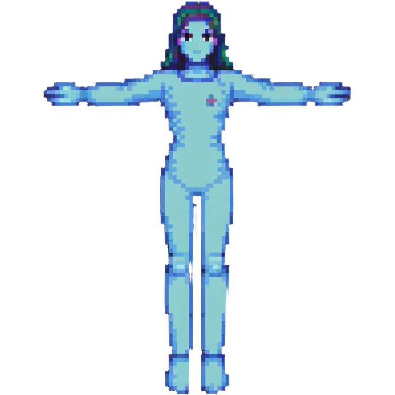 pixel art human figure standing in t-pose emoji