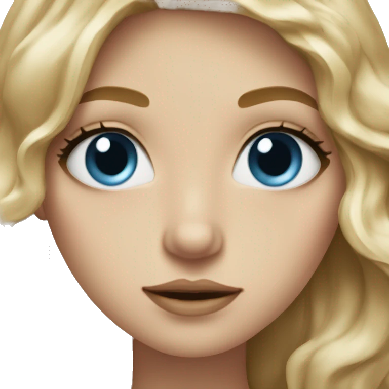 Wavy dirty blonde hair, long eye lashes, blue eyes emoji