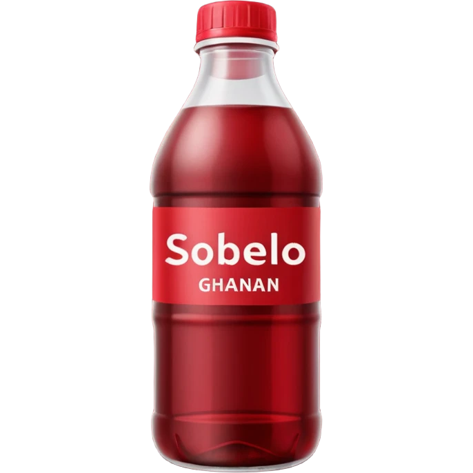 sobolo emoji (ghanain drink)  in a plastic bottle and make the juice dark red no face write sobolo on it emoji