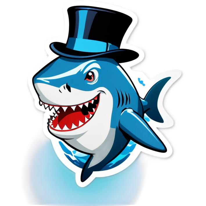 Shark with a top hat emoji