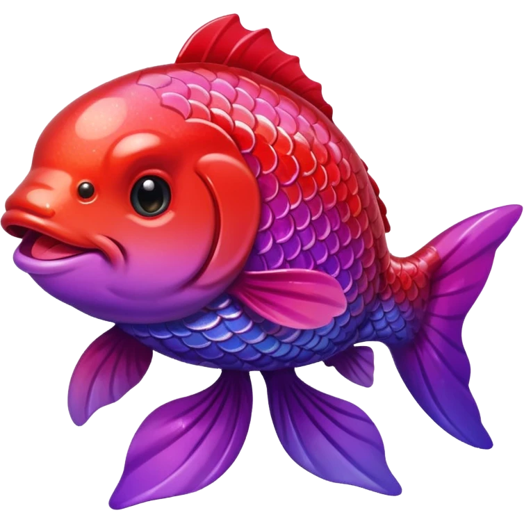 color gradient between red and purple glitter cute happy carp emoji
