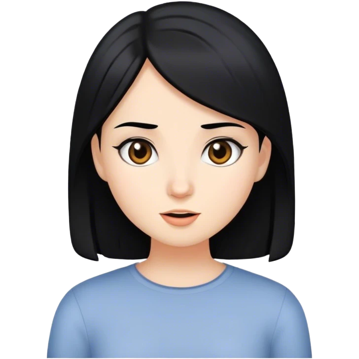 Girl with black hair talking emoji