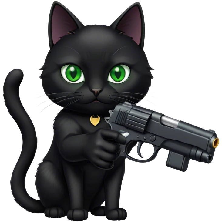 black cat pointing a gun towards us emoji