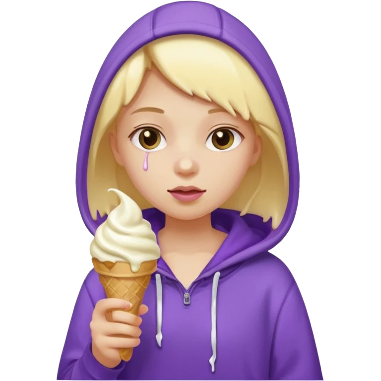 girl in purple hoodie holding ice cream emoji