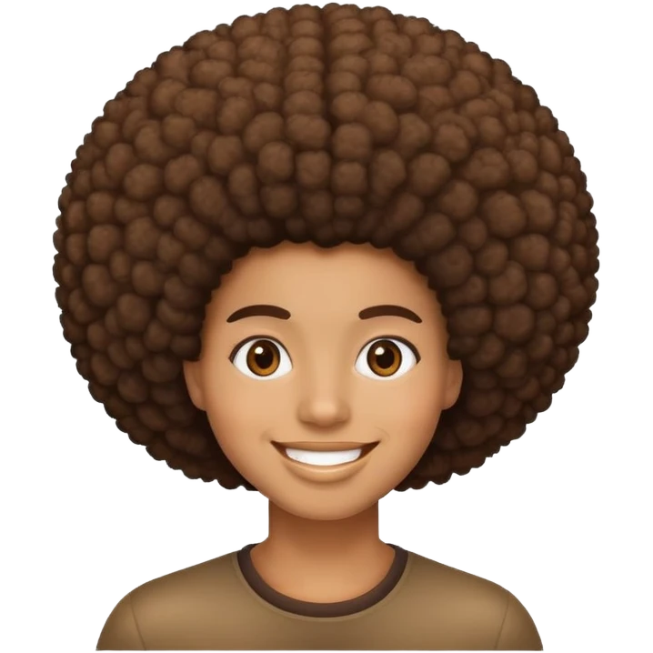 Person with large afro hairstyle, smiling emoji