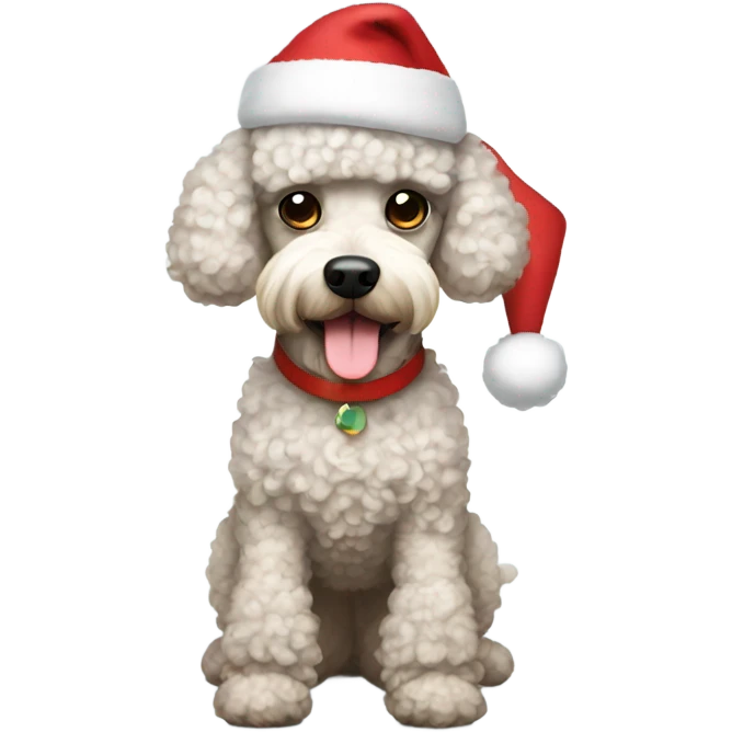 Poodle wearing a Santa hat emoji
