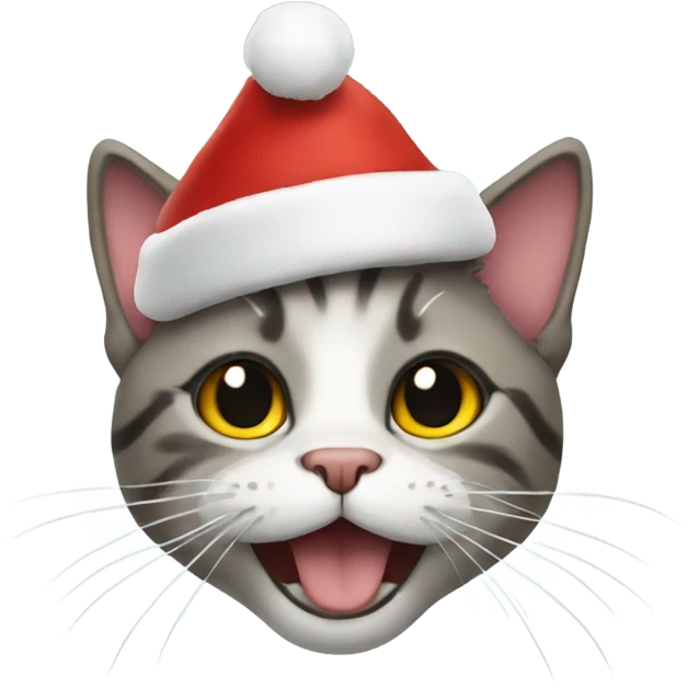 cat wearing a christmas hat emoji