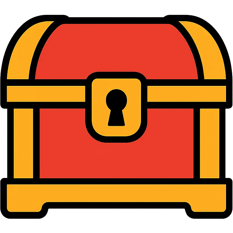 A red RPG treasure chest with gold details and lock, fantasy game style emoji