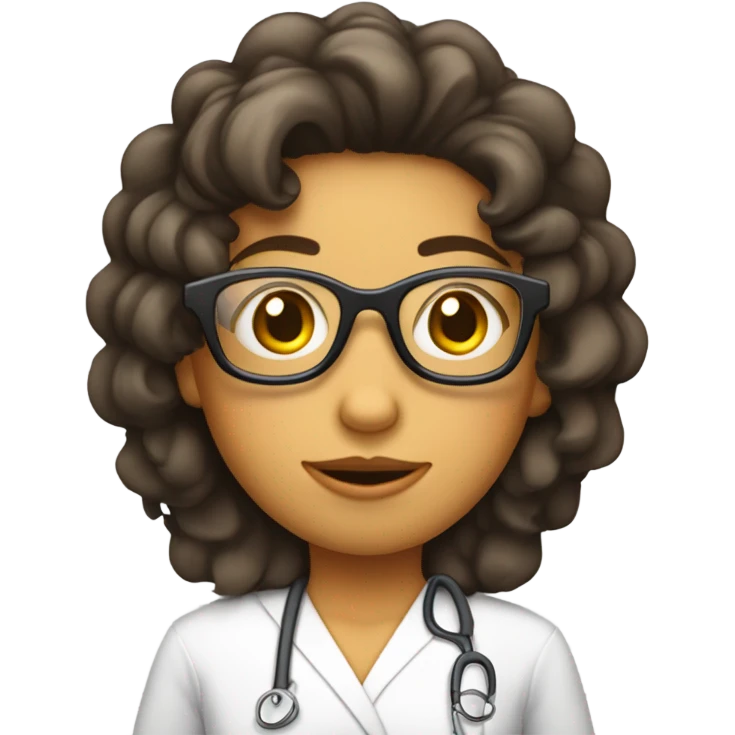 chica con pelo rizado y gafas vestida de enfermera emoji