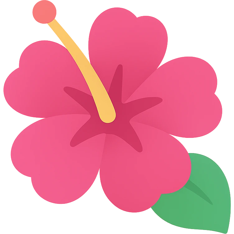 hibiscus flower, minimal flat icon, bold colors, no outline emoji