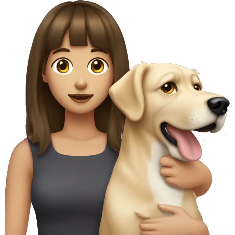 Brunette woman with bangs petting golden retreiver  emoji