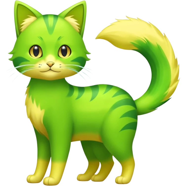 Green and Yellow Electrike-Amaura-Aurorus-Shiny-glorp-cat-fusion (full body) emoji