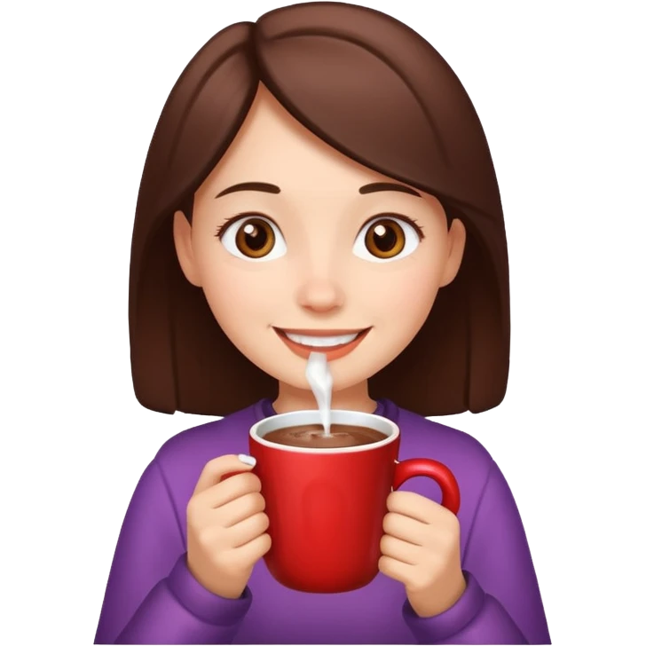 Winter girl drinks chocolate emoji