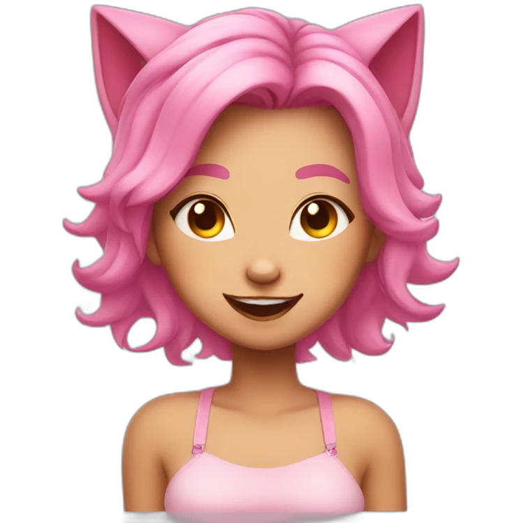 pink haired catgirl winking emoji
