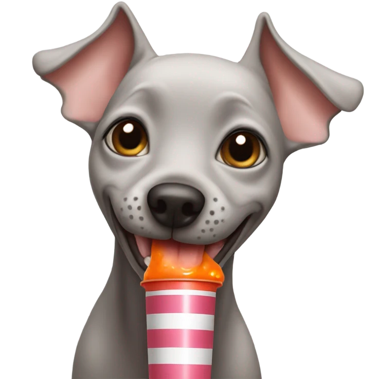 American Hairless Terrier drinking juice From a tube emoji